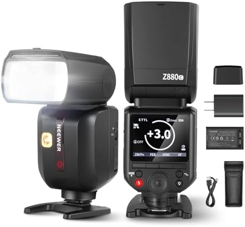NEEWER Z880-C 2.4G 76Ws TTL Camera Flash Speedlite Compatible with Canon, Upgraded UI, Adjustable Modeling Lamp, TTL/M Quick Switch TCM Key, 1/8000s HSS 7.4V/2600mAh Battery 480 Full Power Flash - PuriLite