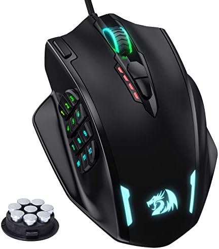 Redragon M913 Impact Elite Wireless Gaming Mouse, 16,000 DPI Wired/Wireless RGB Mouse with 16 Programmable Buttons, 45 Hr Battery and Pro Optical Sensor, 12 Side Buttons MMO Mouse - PuriLite