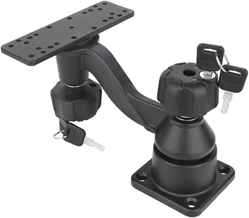 Strg Fish Finder Mount with Lock for Boat, Kayak Fish Finder Swing Mount Marine Electronics Mounts with Rectangular Plate Compatible with Scotty Garmin Lowrance Humminbird and More Depth Finder - PuriLite