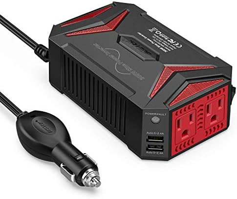 BESTEK Power Inverter DC 12V to AC 110V - 300W Car Plug Adapter Outlet with 4.8A Dual USB Fast Charging Port - Car Charger Cigarette Lighter Adapter for Phone, Laptop on Road Trip - Aluminum Housing - PuriLite