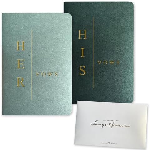 WeddingGiftsWedding Vow Books His and Hers Soft Touch Gold Foil Engraving Vow Books Wedding Essentials Wedding Accessories(TR-HH-Black) - PuriLite
