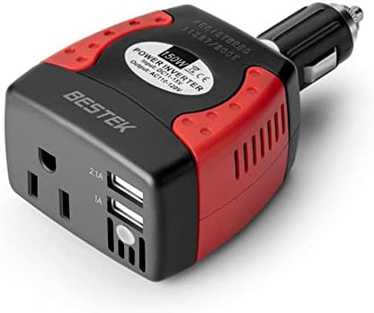 BESTEK 150W Power Inverter 12V to 110V Voltage Converter Car Charger Power Adapter with 3.1A Dual USB Charging Ports - PuriLite