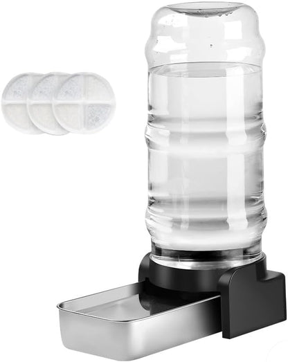 Marchul 9L Dog Water Dispenser, Large Dog Water Bowl Dispenser with Stainless Steel, Automatic Gravity Pet Bowl for Dogs Medium to Large (3 Filters)