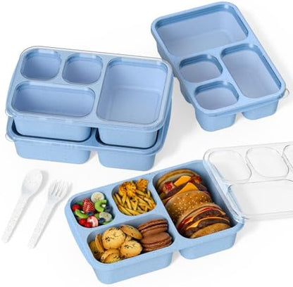 Large Capacity Bento Box for Adults, 4-Piece Set – Stackable Lunch Box with 4 Compartments, Microwave & Dishwasher Safe, Reusable Meal Prep Containers, Snack Containers for Kids & Adults (4 Colors) - PuriLite