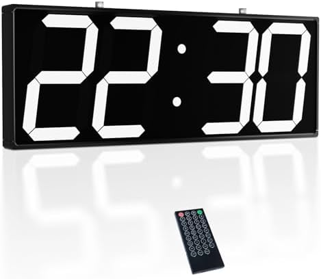 CHKOSDA Digital Wall Clock with Double Sided Display, Large Digital Clock with Timer,Alarm,Temperature and Date,Two Faced Hanging Wall Clock with 6''Number (White) - PuriLite