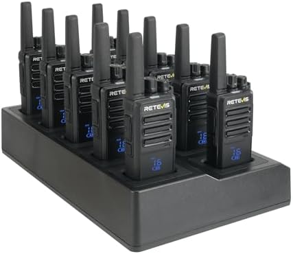 Retevis RT68H 2 Way Radios Long Range with 10 Way Charger,Walkie Talkies Rechargeable for Adults,Easier Charging,Easier Management,LED Display, Keypad Lock,Hands Free Compact Walkie Talkie (10 Pack) - PuriLite