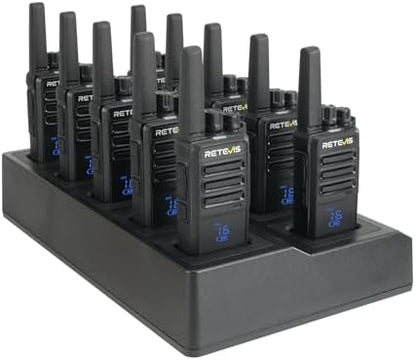 Retevis RT68H 2 Way Radios Long Range with 10 Way Charger,Walkie Talkies Rechargeable for Adults,Easier Charging,Easier Management,LED Display, Keypad Lock,Hands Free Compact Walkie Talkie (10 Pack) - PuriLite
