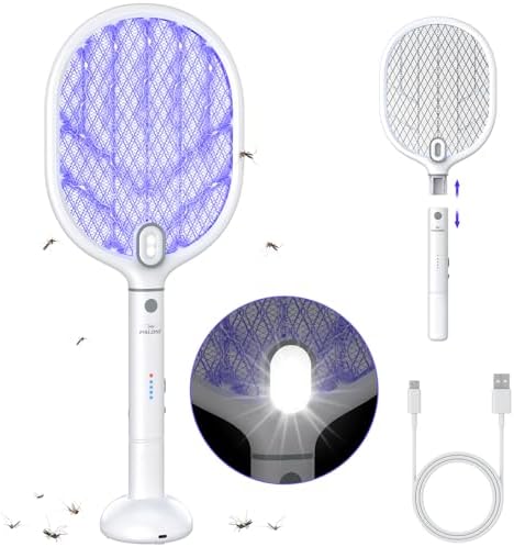 PALONE Bug Zapper Racket ,Fly Swatter with Light, Detachable Dual Modes Fly Zapper for Indoor Outdoor (1 Pack) - PuriLite