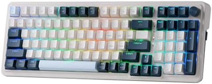 Redragon K686 PRO 98 Keys Wireless Gasket RGB Gaming Keyboard, 3-Modes Anime Mechanical Keyboard w/Hot-Swap Socket, Dedicated Knob Control & Sound Absorbing Pads, Custom Hi-Fi Linear Switch - PuriLite