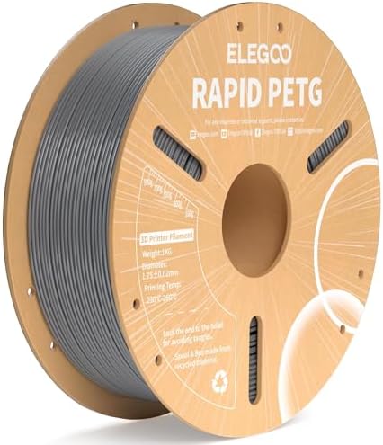 ELEGOO Rapid PETG Filament 1.75mm Black 1KG, 3D Printer Filament Max 600 mm/s High Speed Printing, Dimensional Accuracy +/- 0.02 mm Fit Most FDM Printer 1kg Cardboard Spool - PuriLite
