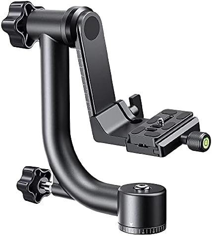 K&F Concept Professional Gimbal Head Heavy Duty Metal 360 Degree Panoramic Tripod Head with Standard 1/4'' Quick Release Plate and Bubble Level for Digital SLR Cameras Up to 20KG/44LBS - PuriLite