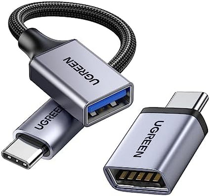 UGREEN USB C to USB Adapter 2 Pack, USB 3.2 Gen 2 10Gbps USB C Adapter USB C Male to USB 3.2 Female Adapter OTG Compatible with iPhone 15, Galaxy S24 S23 Ultra, MacBook Pro Air, iPad Pro Mini, Grey - PuriLite