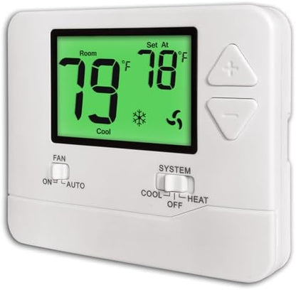 Heagstat Non-Programmable Thermostats for Home Single-Stage 1 Heat/ 1 Cool (with Green Backlight) - PuriLite