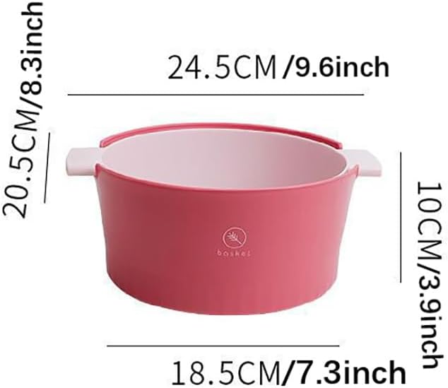 Kitchen Washbas Food Strainer Drain Basket Rotating Drainer Double-Layer Basin Vegetable Fruit Washing Strainer - PuriLite