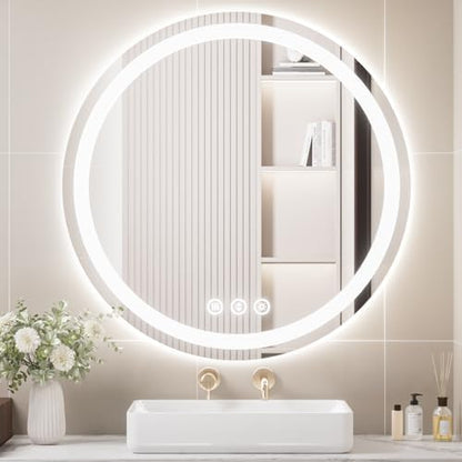 Lmsedf 24" x 32"Rectangle LED Bathroom Mirror with Lights, Backlit & Front Lighted, Wall-Mounted Vanity Mirror 3000K/4000K/6000K, Memory Functions, Anti-Fog, Dimmable Smart Mirror - PuriLite