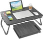 BUYIFY Portable Foldable Laptop Desk for Bed and Couch, Adjustable Lap Desk with Cup Holder and Phone Holder, Ideal for Working, Reading, Writing, and Breakfast (Black)-USA Original Patent