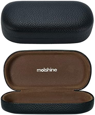 molshine Hard Shell Leather Sunglasses Case,Classic Large Glasses Case for Women Men,Sunglass Eyeglasses - PuriLite