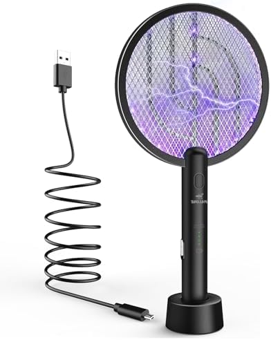 PALONE Bug Zapper Racket, 4000V Electric Fly Swatter, 2 in 1 Electric Zapper with USB Rechargeable, Fly Zapper for Kitchen, Home, Garden - PuriLite