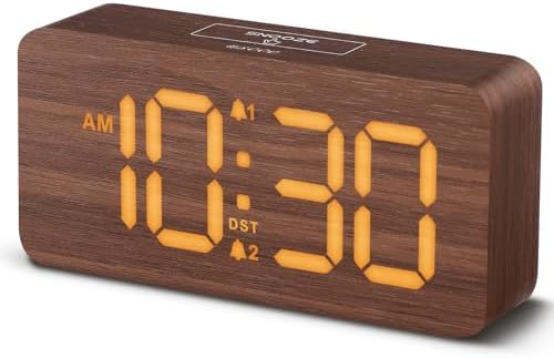 Purilite Select Wooden Digital Alarm Clock with Large LED Display - PuriLite