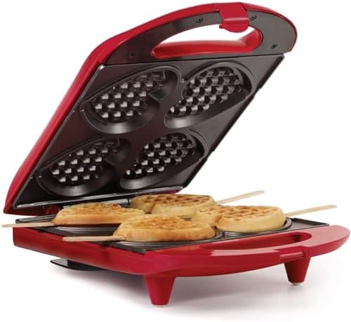 Holstein Housewares - Non-Stick Heart Waffle Maker, Lavender - Makes 4 Heart-Shaped Waffles in Minutes - PuriLite