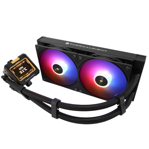 Thermalright FW 360 Black ARGB-360mm AIO CPU Liquid Cooler,IPS LCD Screen with 320 * 240 Resolution,for AM5/Intel LGA1700,‘2.4 inch’Magnet-Absorbent LCD Screen for Images -Black - PuriLite