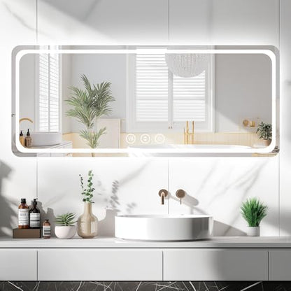 Lmsedf 24" x 32"Rectangle LED Bathroom Mirror with Lights, Backlit & Front Lighted, Wall-Mounted Vanity Mirror 3000K/4000K/6000K, Memory Functions, Anti-Fog, Dimmable Smart Mirror - PuriLite