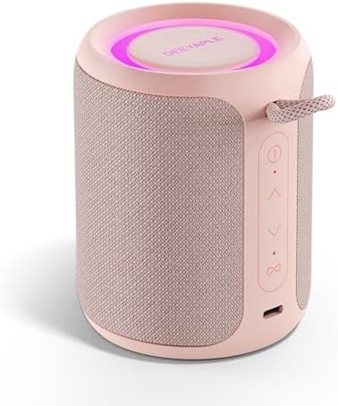 Deeyaple Portable Bluetooth Speaker, IP67 Waterproof Mini Bluetooth Speaker Wireless V5.3 with Stereo Sound,All Day,TWS Pairing,LED Light,Gift for him/her (Black) - PuriLite