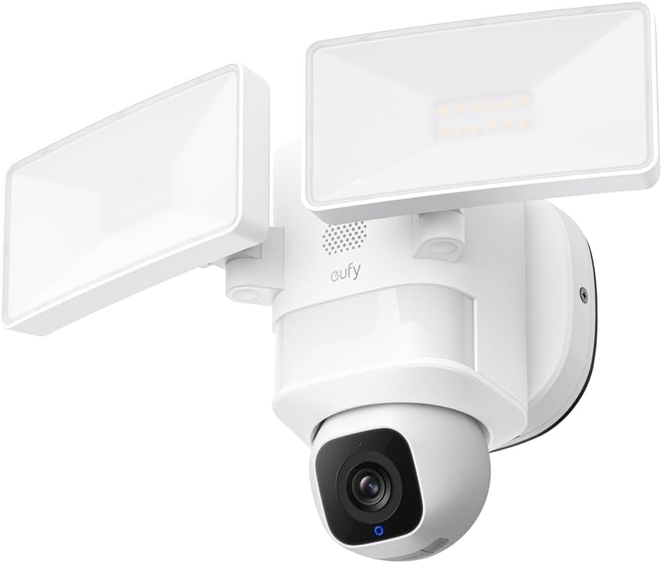 eufy Floodlight Camera E30, Security Camera Outdoor, 360° Pan and Tilt, AI Detection and Tracking, 2K Video, 2.4GHz Wi-Fi, 2,000 Lumens, Custom Voice and Light Alerts, 24/7 Recording, No Monthly Fee - PuriLite