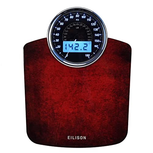 EILISON Highly Advance 2-in-1 Digital & Analog Weighing Scale for Body Weight-400lbs, 4 High Precison GX Sensor Accurate, Thick Tempered Glass, Extra Large Display (White) - PuriLite