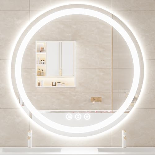Lmsedf 24" x 32"Rectangle LED Bathroom Mirror with Lights, Backlit & Front Lighted, Wall-Mounted Vanity Mirror 3000K/4000K/6000K, Memory Functions, Anti-Fog, Dimmable Smart Mirror - PuriLite