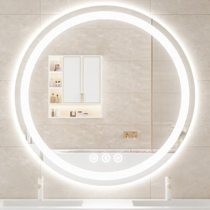 Lmsedf 24" x 32"Rectangle LED Bathroom Mirror with Lights, Backlit & Front Lighted, Wall-Mounted Vanity Mirror 3000K/4000K/6000K, Memory Functions, Anti-Fog, Dimmable Smart Mirror - PuriLite