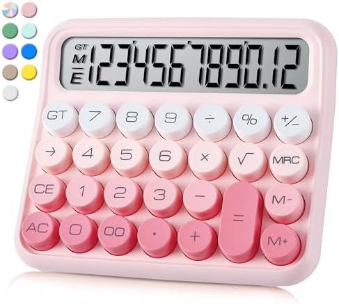 VEWINGL Mechanical Switch Calculator, 12 Digit Large LCD Display and Buttons, Great for Everyday Life and Basic Office Work, with Battery - PuriLite