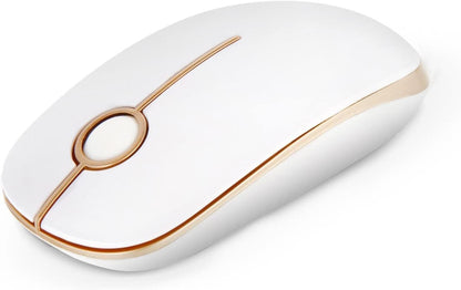 Wireless Mouse, Vssoplor 2.4G Slim Portable Computer Mice with Nano Receiver for Notebook, PC, Laptop, Computer (White and Silver) - PuriLite
