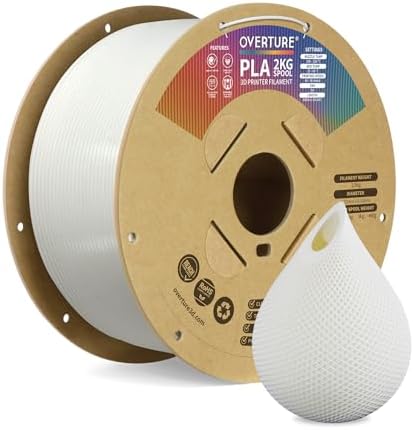 OVERTURE PLA Filament 1.75mm PLA 3D Printer Filament, 1kg Cardboard Spool (2.2lbs), Dimensional Accuracy +/- 0.02mm, Fit Most FDM Printer (Black 1-Pack) - PuriLite