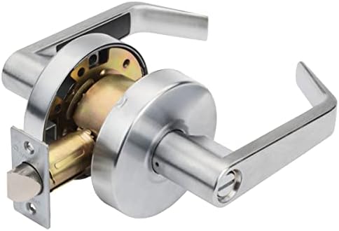 Dynasty Hardware AUG-00-26D Grade 2 Commercial Duty Office Door Keyed Lever Lockset, ADA, Satin Chrome Finish - PuriLite