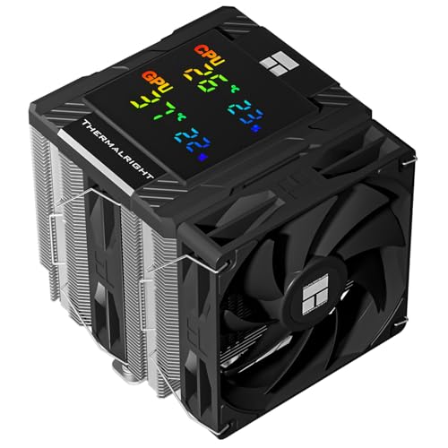 Thermalright Peerless Assassin 120 Digital ARGB Black CPU Air Cooler, Digital Screen Top Cover,6 Heatpipes Computer CPU Cooler, for AM4/AM5,Intel LGA1700/1851/1150/1151/1200,PC Cooler-Black ARGB - PuriLite