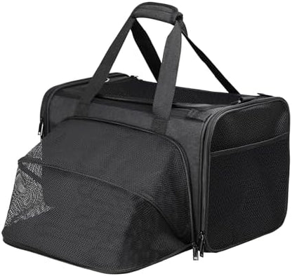 Alioth Cat Carrier, Soft-Sided Mesh Pet Airline Travel Carrier Bag, Portable Small Medium Cats Carrier, Collapsible Breathable Puppy Carrier, Black - PuriLite