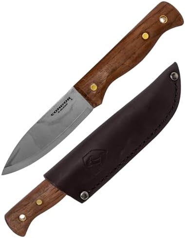 Condor Tool & Knife Bushlore 4.375-Inch Drop Point Blade, Handle with Leather Sheath, Plain - PuriLite
