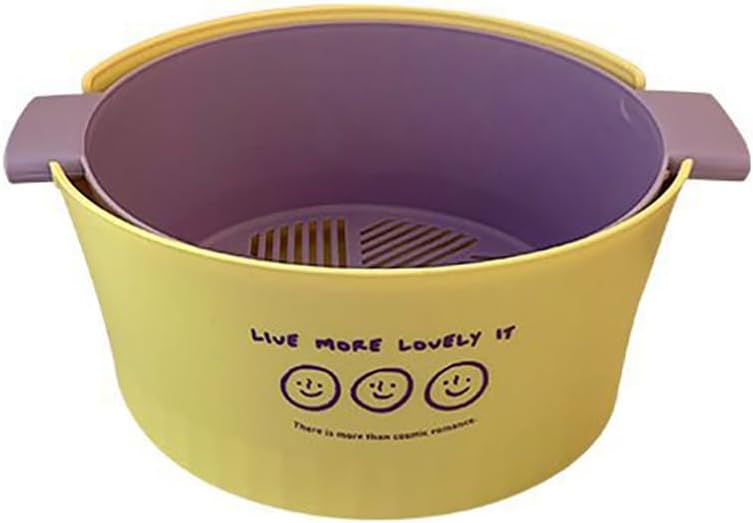 Kitchen Washbas Food Strainer Drain Basket Rotating Drainer Double-Layer Basin Vegetable Fruit Washing Strainer - PuriLite