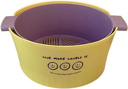 Kitchen Washbas Food Strainer Drain Basket Rotating Drainer Double-Layer Basin Vegetable Fruit Washing Strainer - PuriLite
