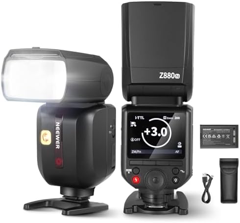 NEEWER Z880-C 2.4G 76Ws TTL Camera Flash Speedlite Compatible with Canon, Upgraded UI, Adjustable Modeling Lamp, TTL/M Quick Switch TCM Key, 1/8000s HSS 7.2V/3000mAh Battery 600 Full Power Flash - PuriLite