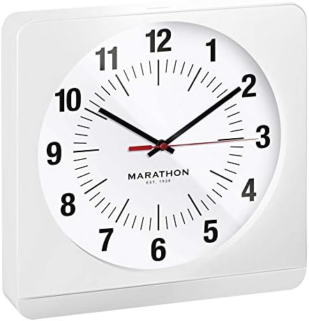 Marathon Studio Edition 12-Inch Jumbo Analog Wall Clock with Auto Night-Light (Model: CL030057-BK-WS-NA) - PuriLite