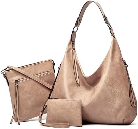 Ashioup Hobo Bags for Women Soft PU Leather Shoulder Bag Vintage Slouchy Handbag with Zipper - PuriLite