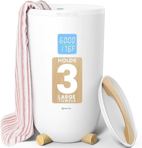 Keenray Towel Warmer Bucket, Large Towel Warmer for Bathroom with Timer, LED Display, Up to 24 Hours Delay Timer, Child Safety Lock, Towel Heater Fits Towels, Robes, Blankets, PJ's - PuriLite