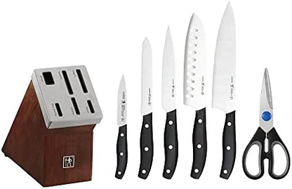 HENCKELS Definition 7 Piece Kitchen Knife Block Set - Professional Cutlery Set, Self Sharpening Knife Block for Chopping, Slicing, Dicing & Cutting - PuriLite