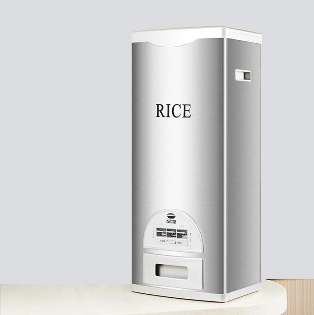 Rice Tank Rice Storage Rice Storage Container Stainless Steel 25/33/45/55/66LB Sealed Grain Rice Cabinet Rice Storage Bucket (Black 20kg) - PuriLite