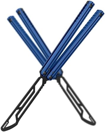 Nabalis Impulse Butterfly Knife Balisong Trainer for Practicing Flipping, Blunt Practice, No Edge Tool，Lightweight，Blue - PuriLite