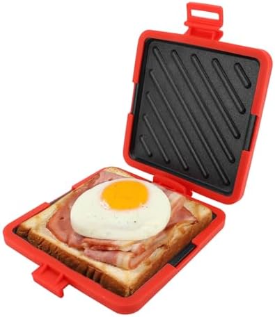 Microwave Toastie Maker, Grilled Cheese Sandwich Maker, Microwavable Toaster with Adjustable Silicone Straps No Electricity Cordless (Red) - PuriLite