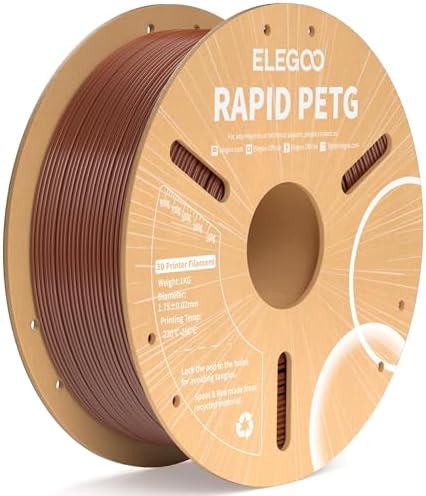 ELEGOO Rapid PETG Filament 1.75mm Black 1KG, 3D Printer Filament Max 600 mm/s High Speed Printing, Dimensional Accuracy +/- 0.02 mm Fit Most FDM Printer 1kg Cardboard Spool - PuriLite