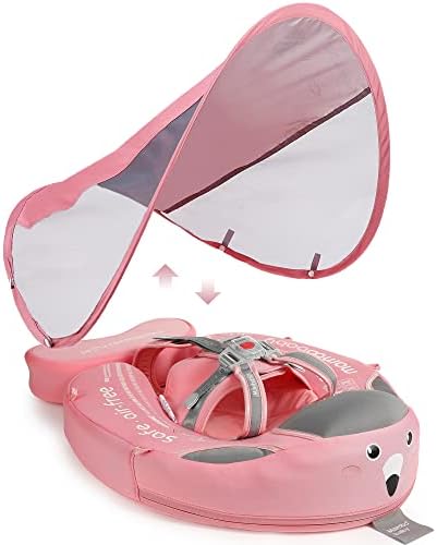Mambobaby Baby Swim Float with Canopy, Non-Inflatable Solid Baby Float, Upgrade Soft Skin-Friendly Material Infant Swim Float - PuriLite